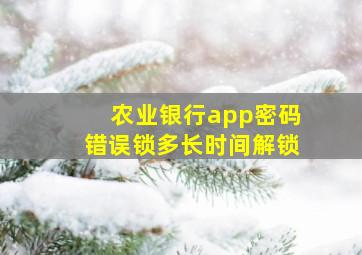 农业银行app密码错误锁多长时间解锁