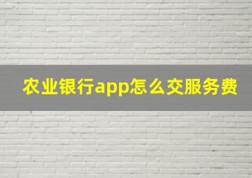 农业银行app怎么交服务费