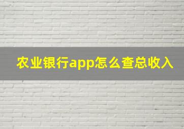 农业银行app怎么查总收入