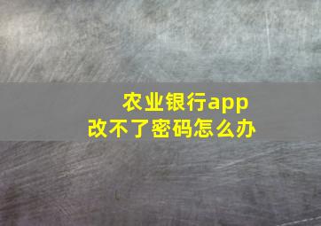 农业银行app改不了密码怎么办