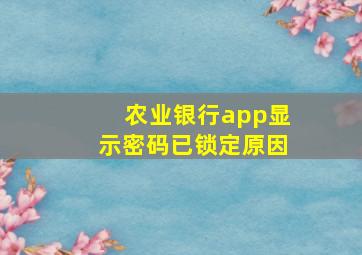 农业银行app显示密码已锁定原因