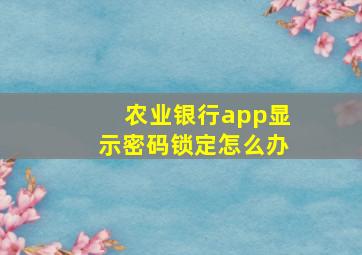 农业银行app显示密码锁定怎么办