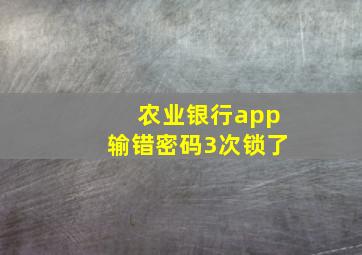 农业银行app输错密码3次锁了