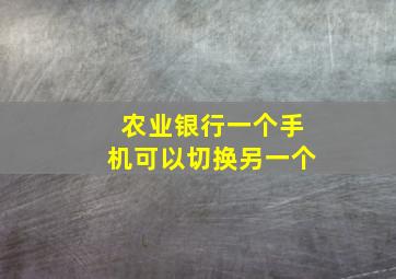 农业银行一个手机可以切换另一个