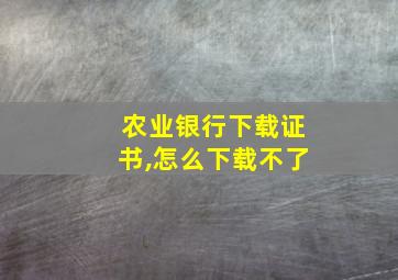 农业银行下载证书,怎么下载不了