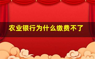 农业银行为什么缴费不了