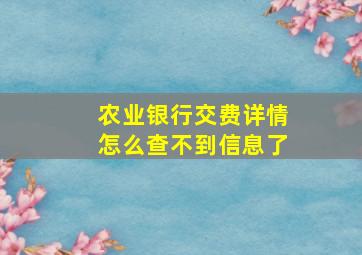 农业银行交费详情怎么查不到信息了