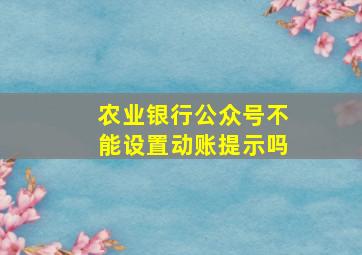 农业银行公众号不能设置动账提示吗