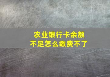 农业银行卡余额不足怎么缴费不了