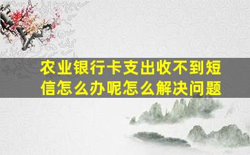 农业银行卡支出收不到短信怎么办呢怎么解决问题