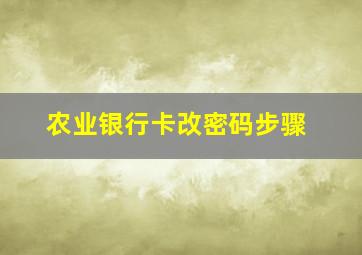 农业银行卡改密码步骤