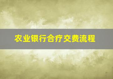 农业银行合疗交费流程