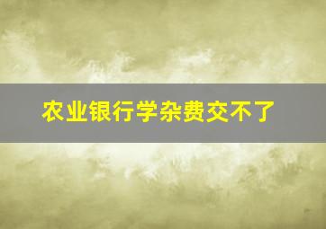 农业银行学杂费交不了