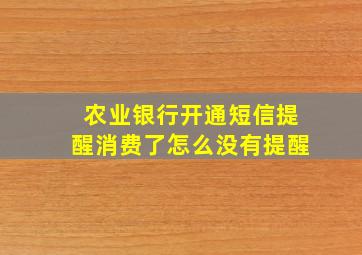 农业银行开通短信提醒消费了怎么没有提醒