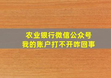 农业银行微信公众号我的账户打不开咋回事