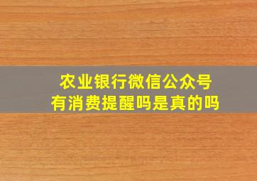 农业银行微信公众号有消费提醒吗是真的吗