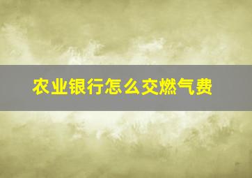 农业银行怎么交燃气费