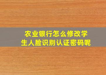 农业银行怎么修改学生人脸识别认证密码呢