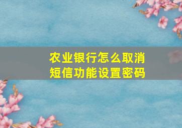 农业银行怎么取消短信功能设置密码