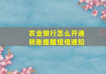 农业银行怎么开通转账提醒短信通知