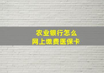 农业银行怎么网上缴费医保卡