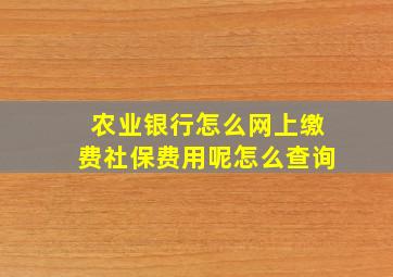 农业银行怎么网上缴费社保费用呢怎么查询