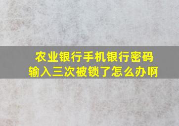 农业银行手机银行密码输入三次被锁了怎么办啊