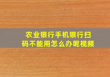 农业银行手机银行扫码不能用怎么办呢视频