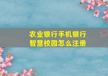 农业银行手机银行智慧校园怎么注册