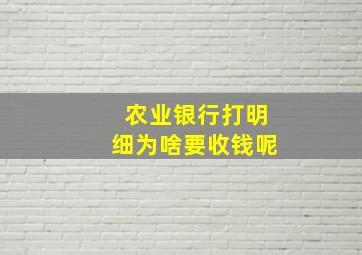 农业银行打明细为啥要收钱呢