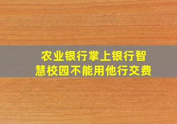 农业银行掌上银行智慧校园不能用他行交费