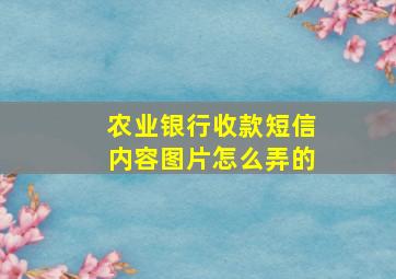 农业银行收款短信内容图片怎么弄的