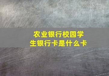 农业银行校园学生银行卡是什么卡