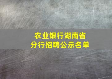 农业银行湖南省分行招聘公示名单