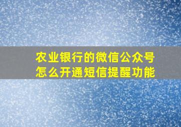 农业银行的微信公众号怎么开通短信提醒功能