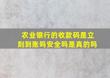 农业银行的收款码是立刻到账吗安全吗是真的吗