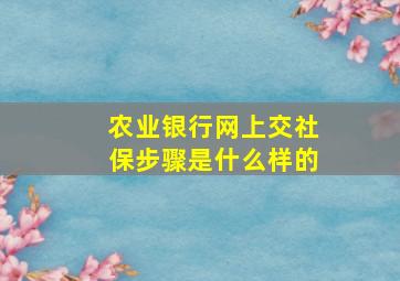 农业银行网上交社保步骤是什么样的