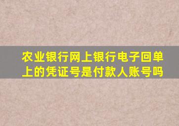 农业银行网上银行电子回单上的凭证号是付款人账号吗