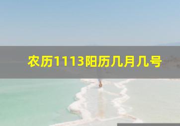 农历1113阳历几月几号