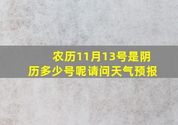 农历11月13号是阴历多少号呢请问天气预报