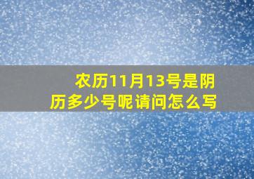 农历11月13号是阴历多少号呢请问怎么写