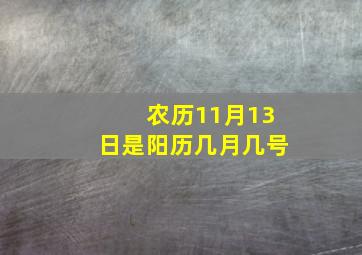 农历11月13日是阳历几月几号