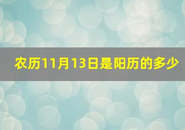 农历11月13日是阳历的多少