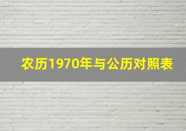 农历1970年与公历对照表