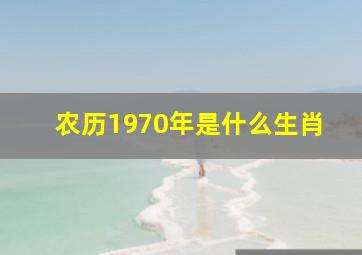 农历1970年是什么生肖