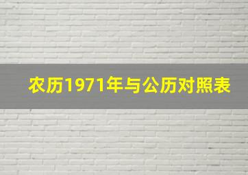 农历1971年与公历对照表