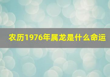 农历1976年属龙是什么命运