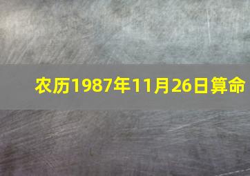 农历1987年11月26日算命