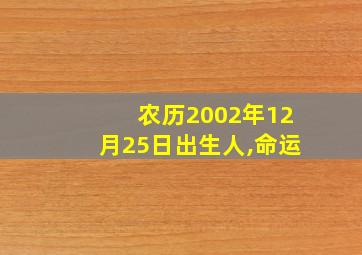 农历2002年12月25日出生人,命运