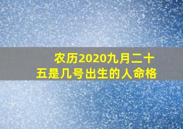 农历2020九月二十五是几号出生的人命格